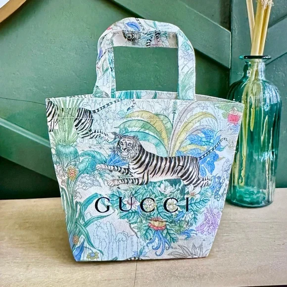 Gucci Multicolor Tiger Print Canvas Mini Tote Bag NWB - Picture 1 of 13